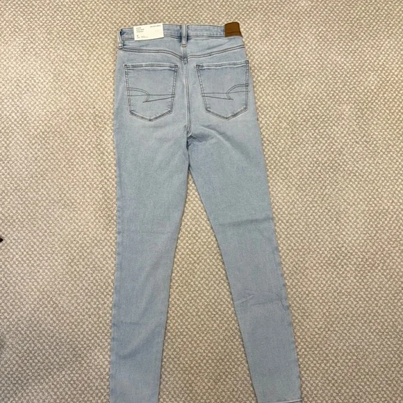 American Eagle Outfitters High Rise Blue Jeans Distressed Denim - Picture 9 of 10